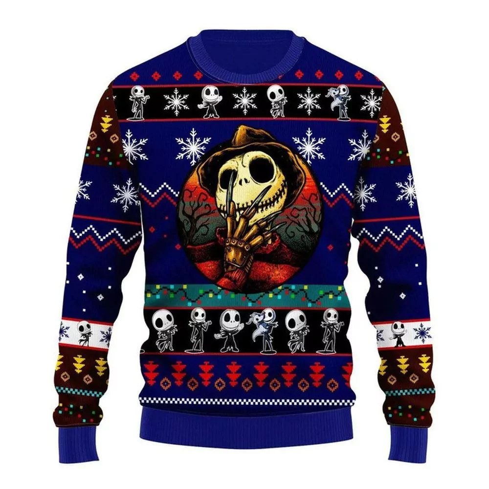 Jack Skellington Freddy Krueger Xmas Christmas Limited 3d ugly sweatshirt