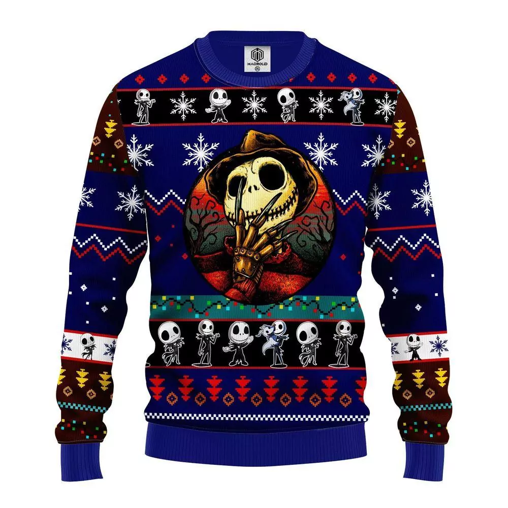 Jack Skellington Freddy Krueger Xmas Christmas Limited 3d ugly sweatshirt