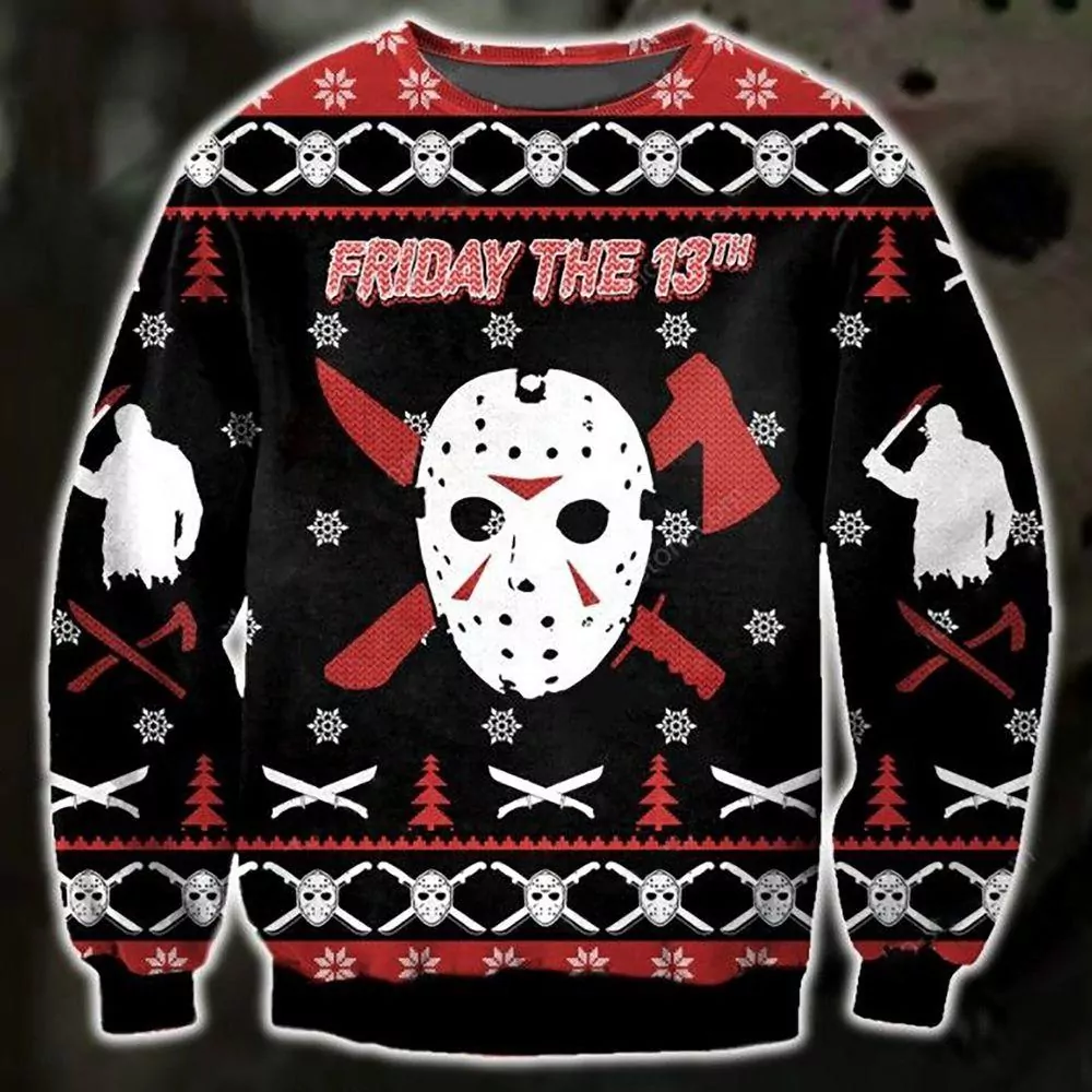 Jason Voorhees Friday The 13th Christmas 3d ugly sweatshirt