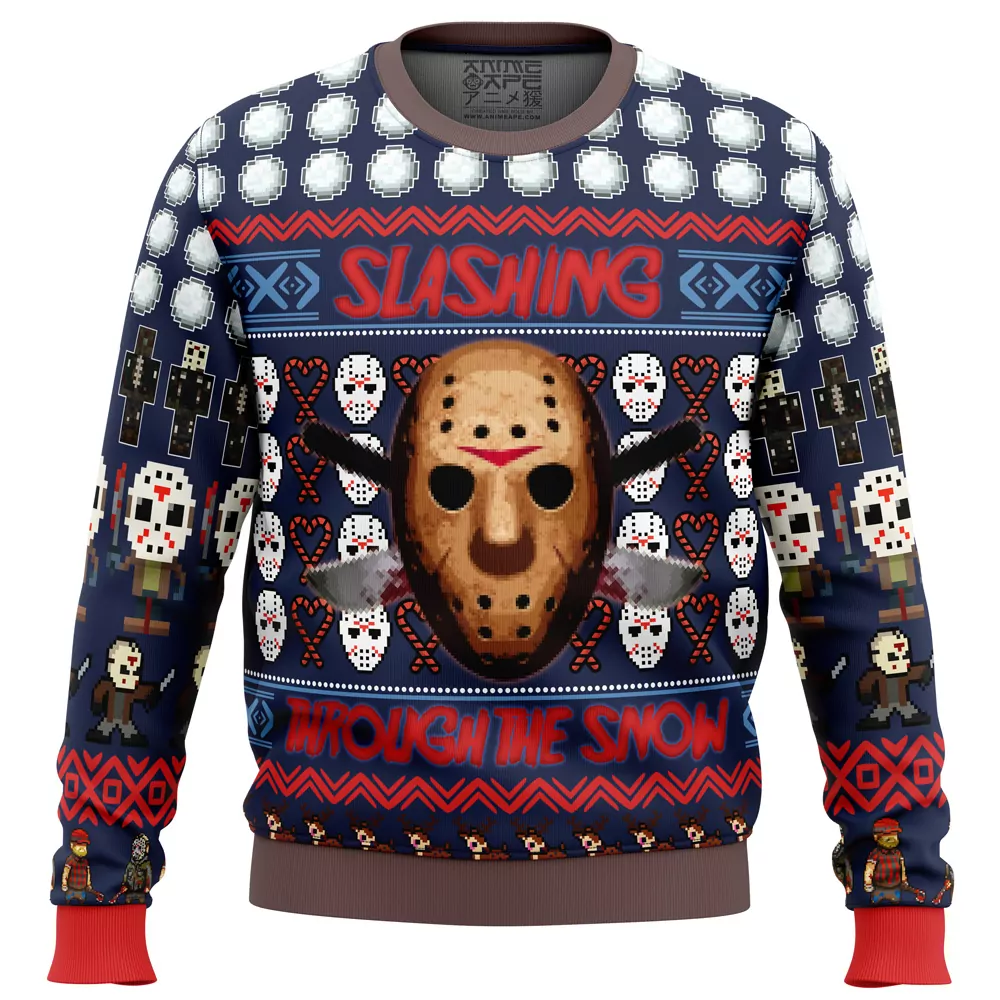 Jason Vorhees Friday the 13th Christmas Holiday 3d ugly sweatshirt