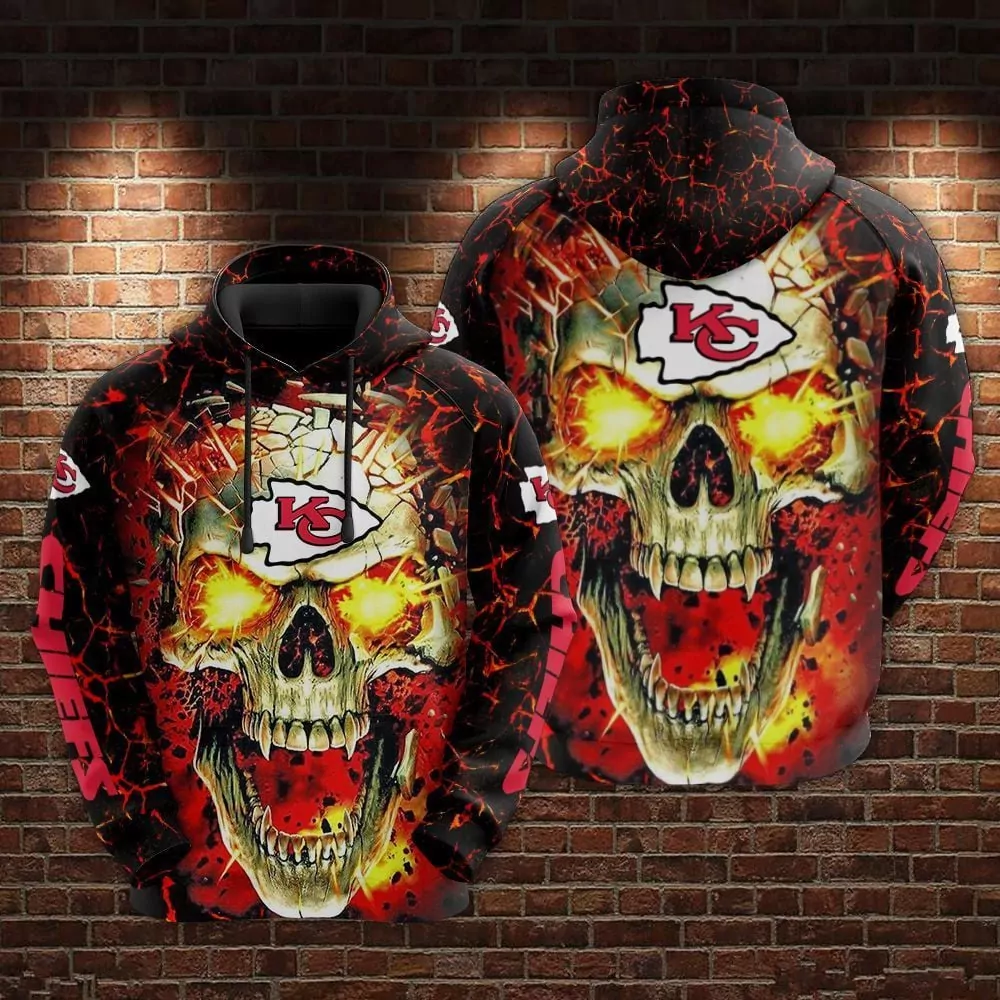 Kansas City Chiefs Blazing Skull Warrior Fan 3d