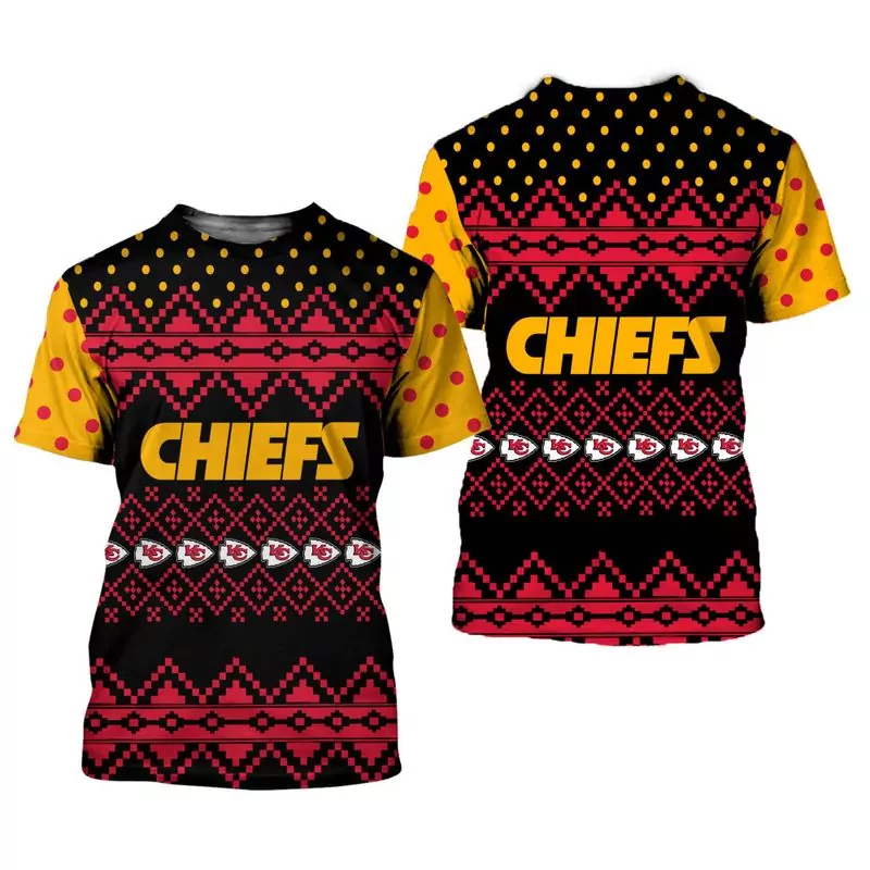 Kansas City Chiefs Christmas Pattern Limited Edition Unisex s 39910 3d tshirt