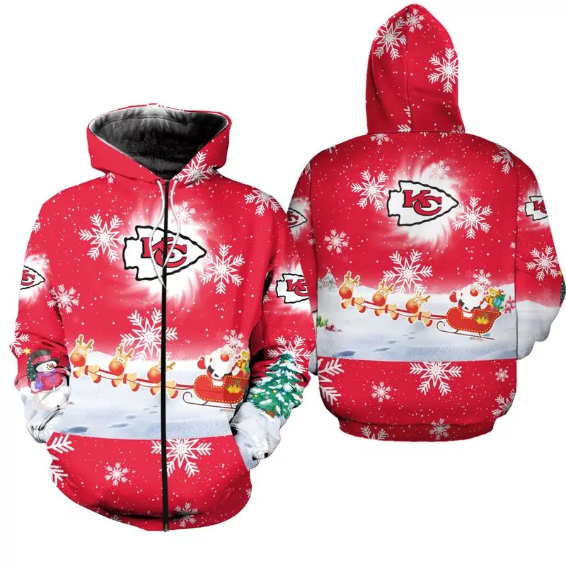 Kansas City Chiefs Christmas Reindeer Zip Up 36010 3d