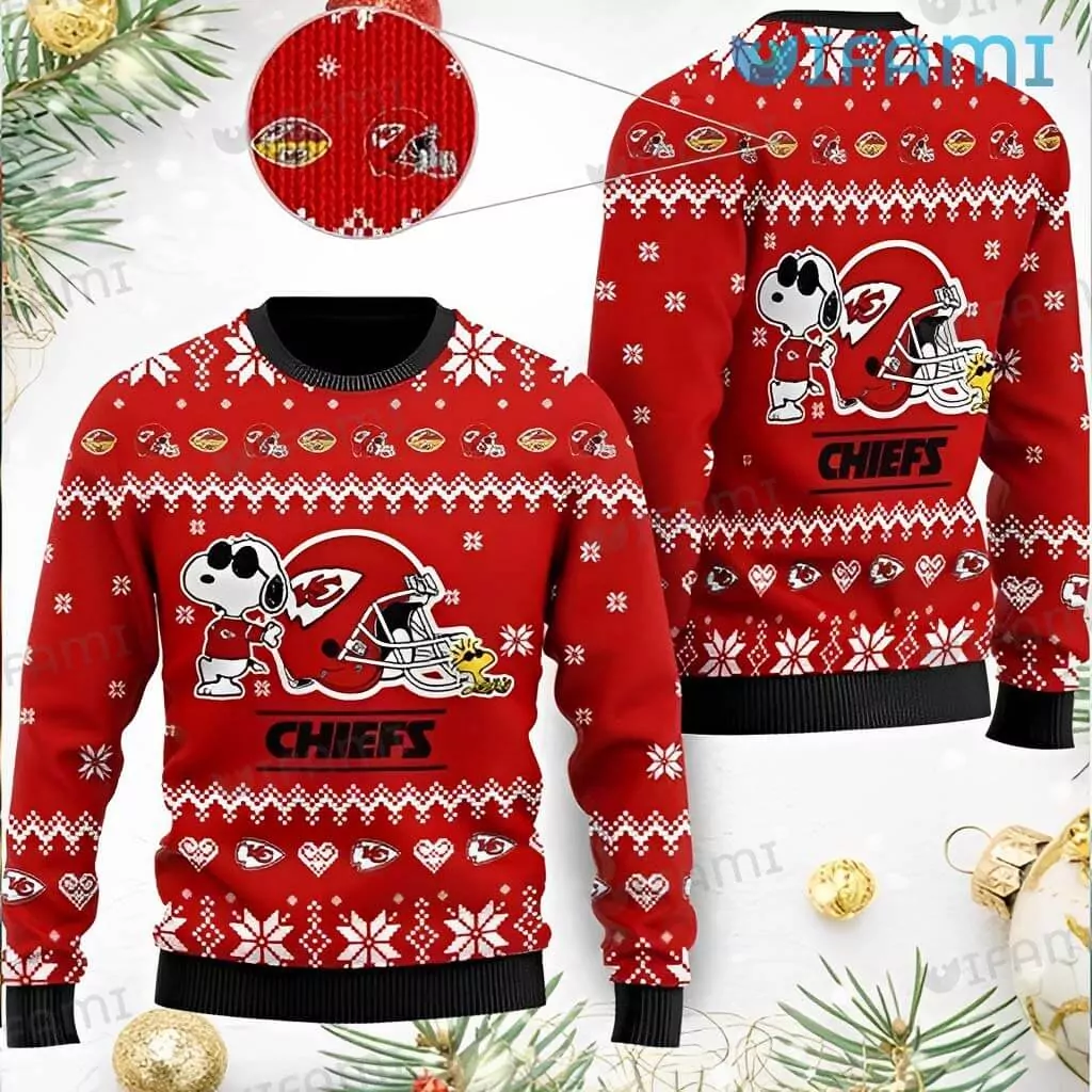 Kansas City Chiefs Christmas Snoopy Woodstock Football Helmet Kansas City Chiefs Gift 3d ugly sweatshirt