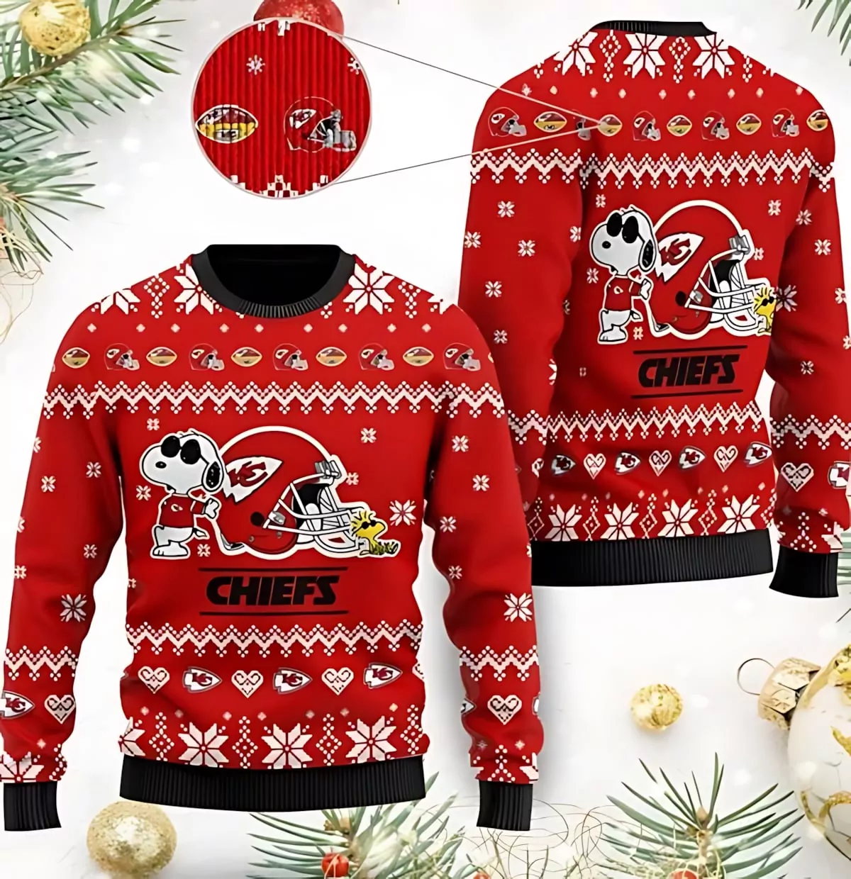 Kansas City Chiefs Cute The Snoopy Show Football Helmet Christmas 3d ugly sweatshirt