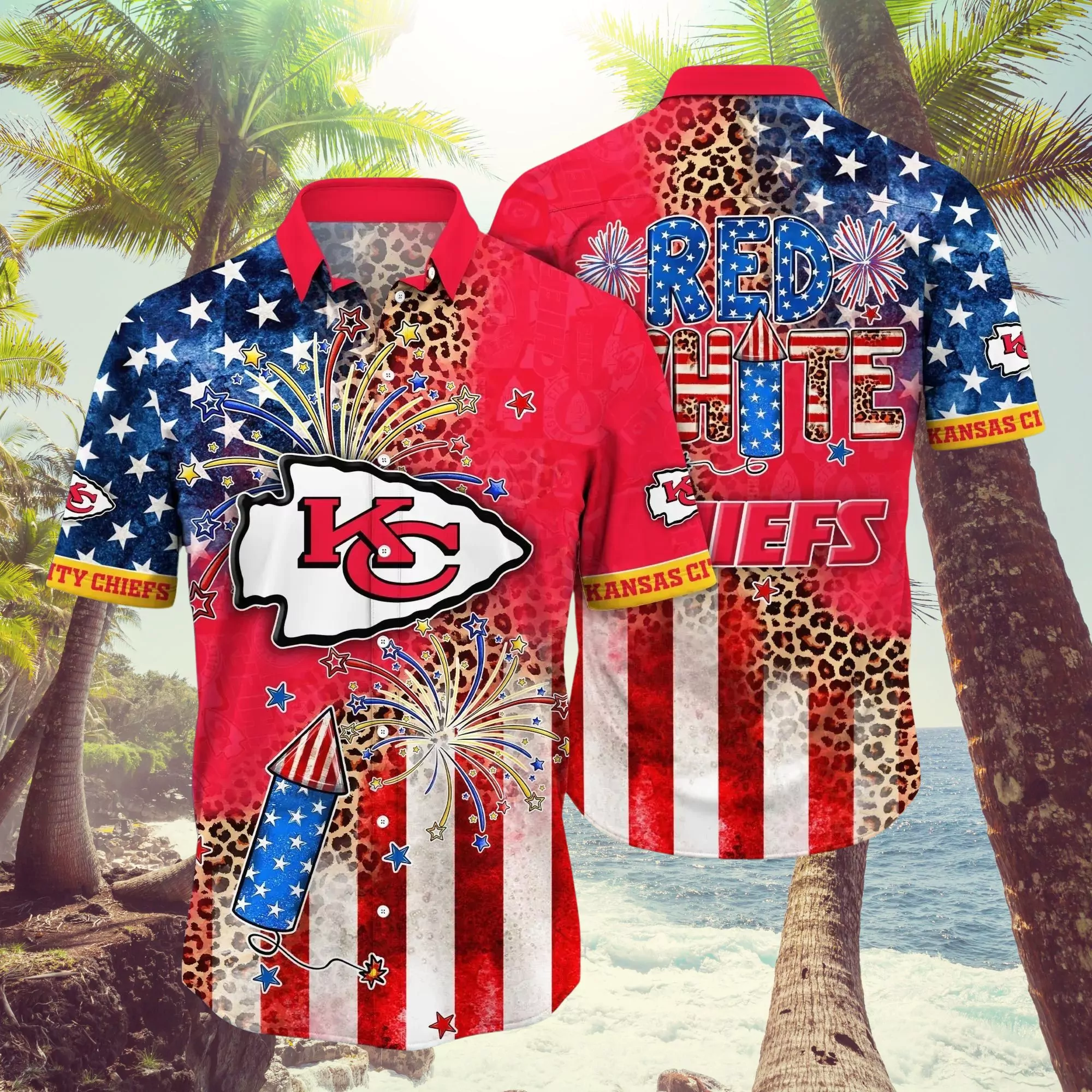 Kansas City Chiefs Fierce Skull Hawaiian 3d hawaiian Shirt