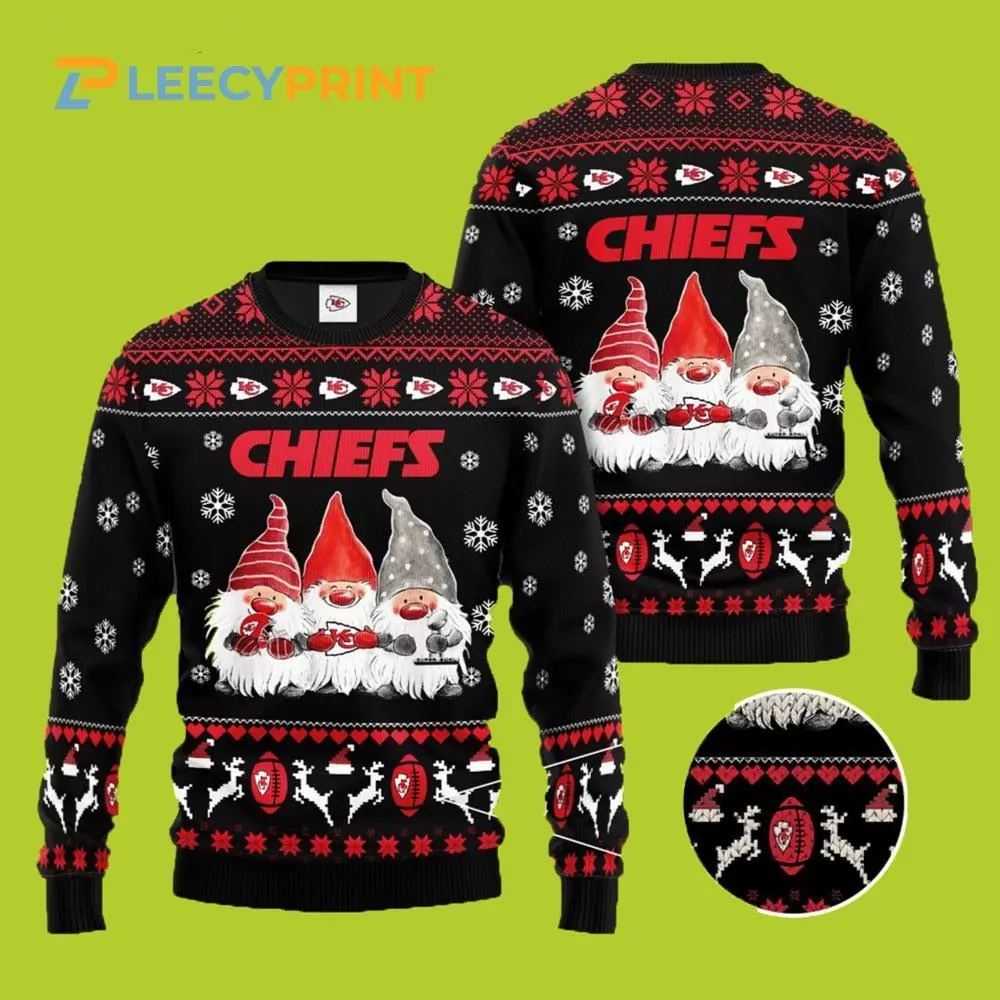 Kansas City Chiefs Gnome Christmas Black 3d ugly sweatshirt