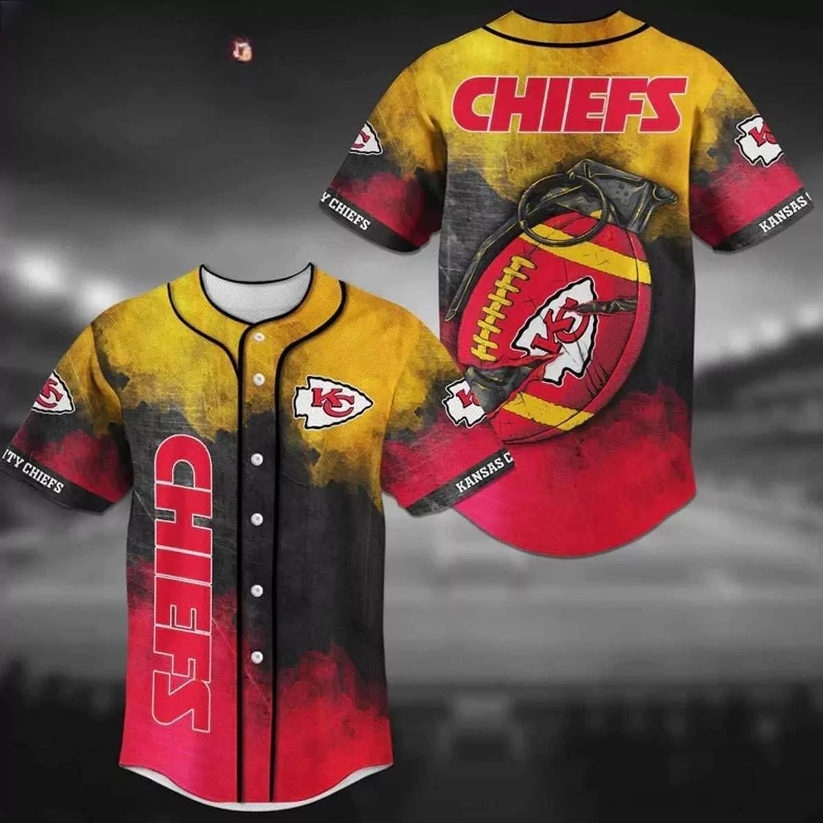 Kansas City Chiefs Grenade Baseball 3d Baseball Shirt