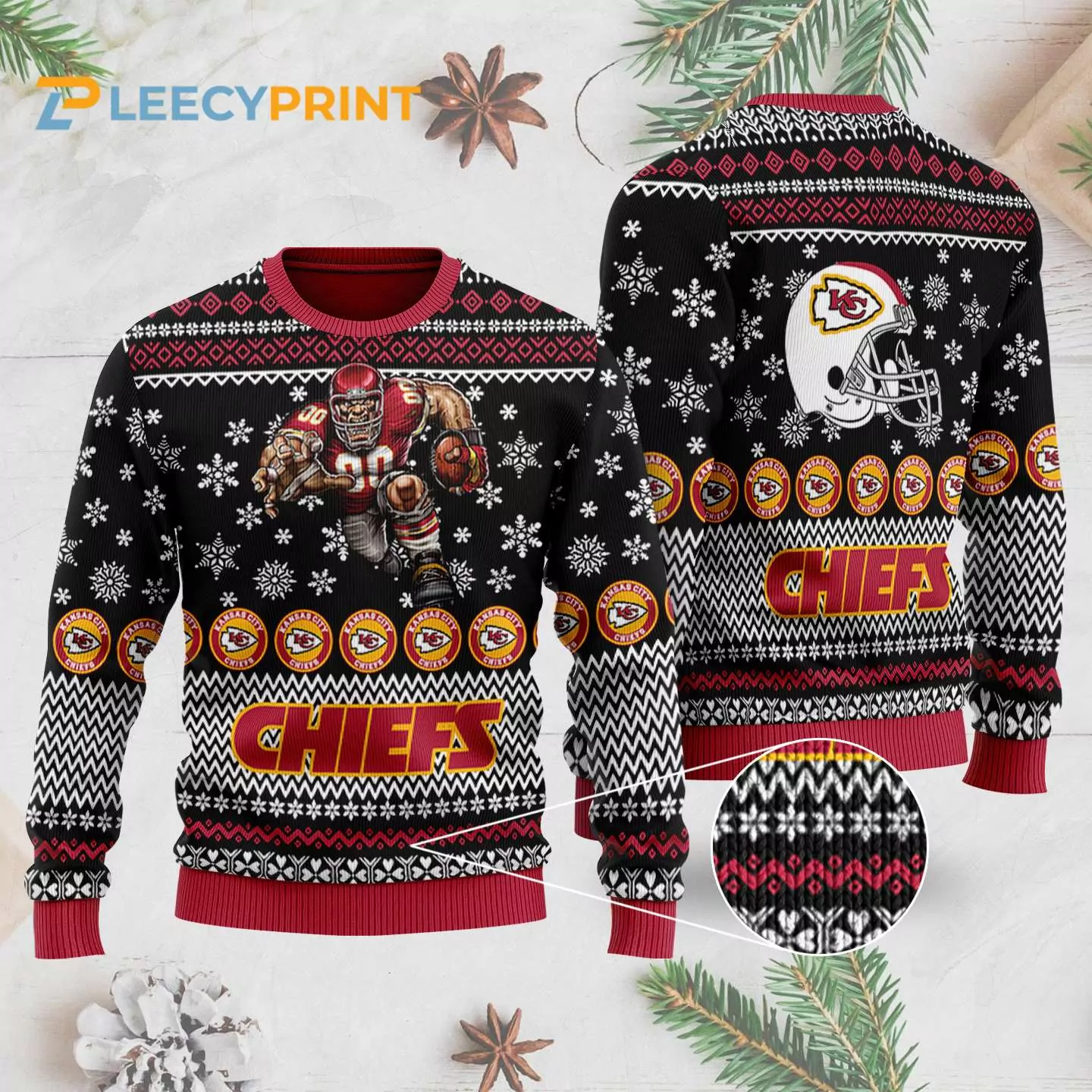 Kansas City Chiefs Grinch Stolen Black Christmas 3d ugly sweatshirt