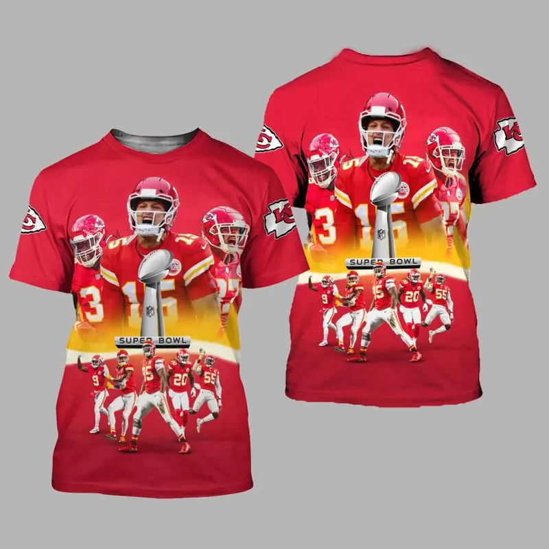 Kansas City Chiefs Men's And Women's All Over Print Red s 3d tshirt