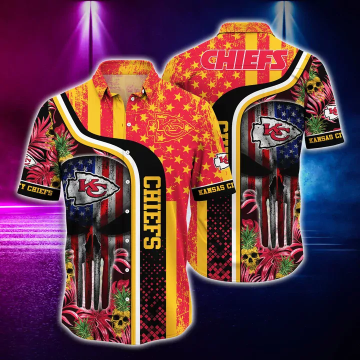 Kansas City Chiefs Palm Oasis Hawaiian 3d hawaiian Shirt