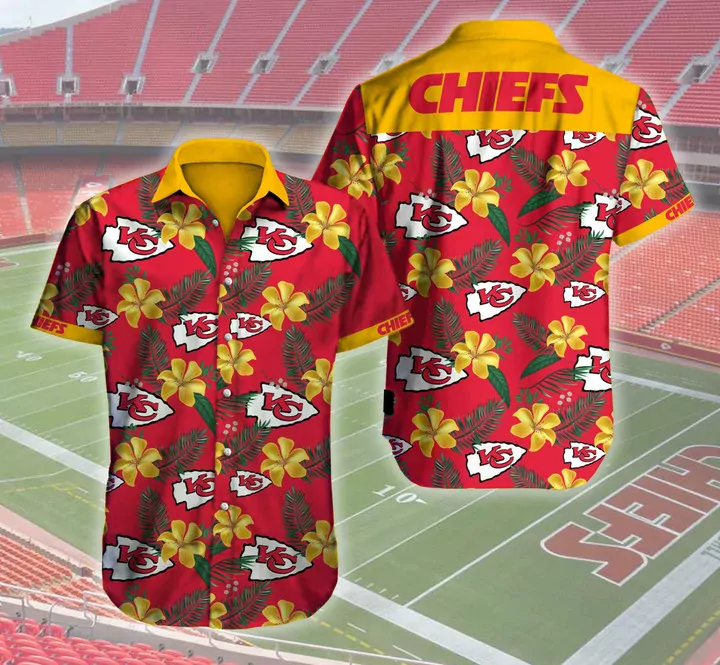 Kansas City Chiefs Palm Oasis Hawaiian 3d hawaiian Shirt