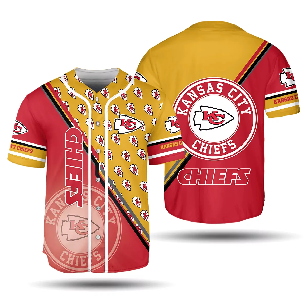 Kansas City Chiefs Red Gold Baseball 3d Baseball Shirt