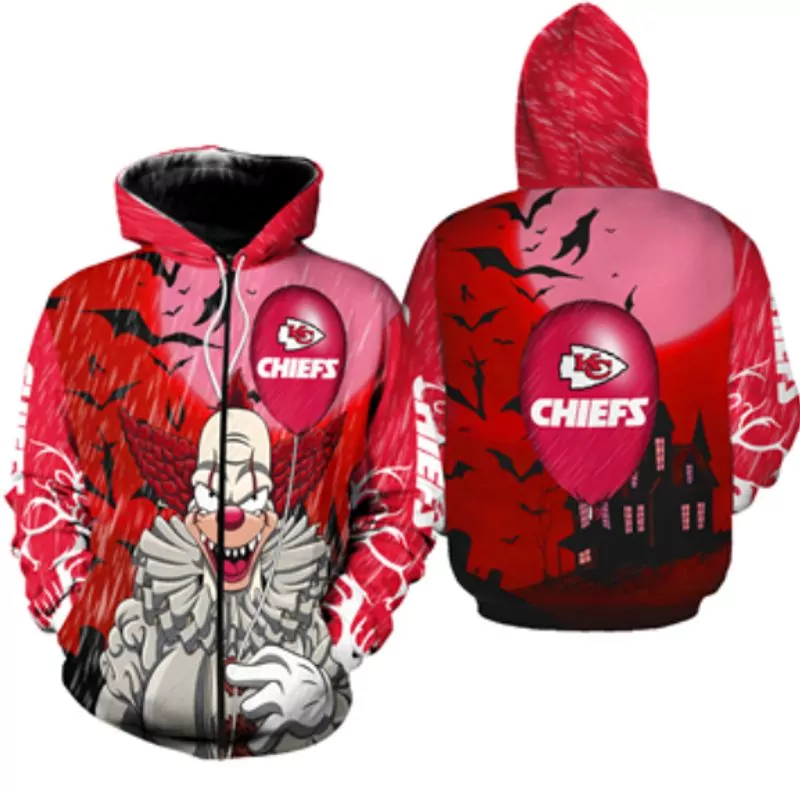 Kansas City Chiefs Skull And Rose Pattern Zip Up 65610 3d