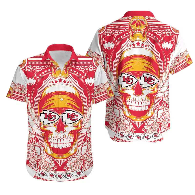 Kansas City Chiefs Skull Hawaiian and Shorts Summer 04910 3d hawaiian Shirt