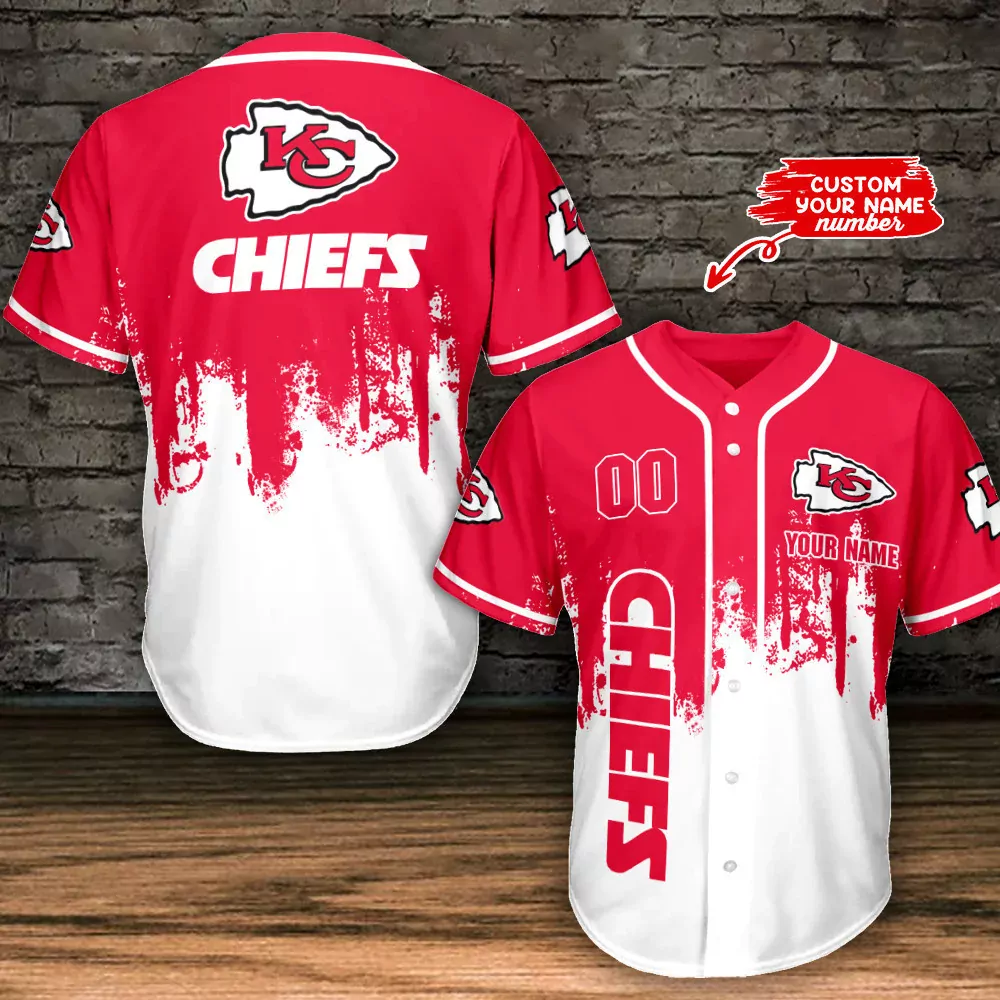 Kansas City Chiefs Skull Thunder Custom Baseball 3d Baseball Shirt