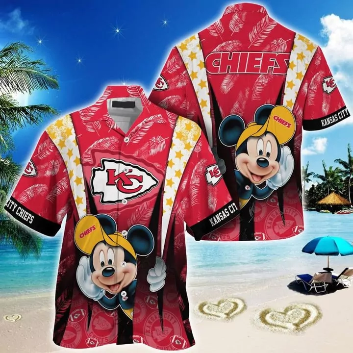 Kansas City Chiefs Sunset Palms Custom Hawaiian 3d hawaiian Shirt