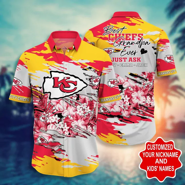 Kansas City Chiefs Sunset Palms Custom Hawaiian 3d hawaiian Shirt