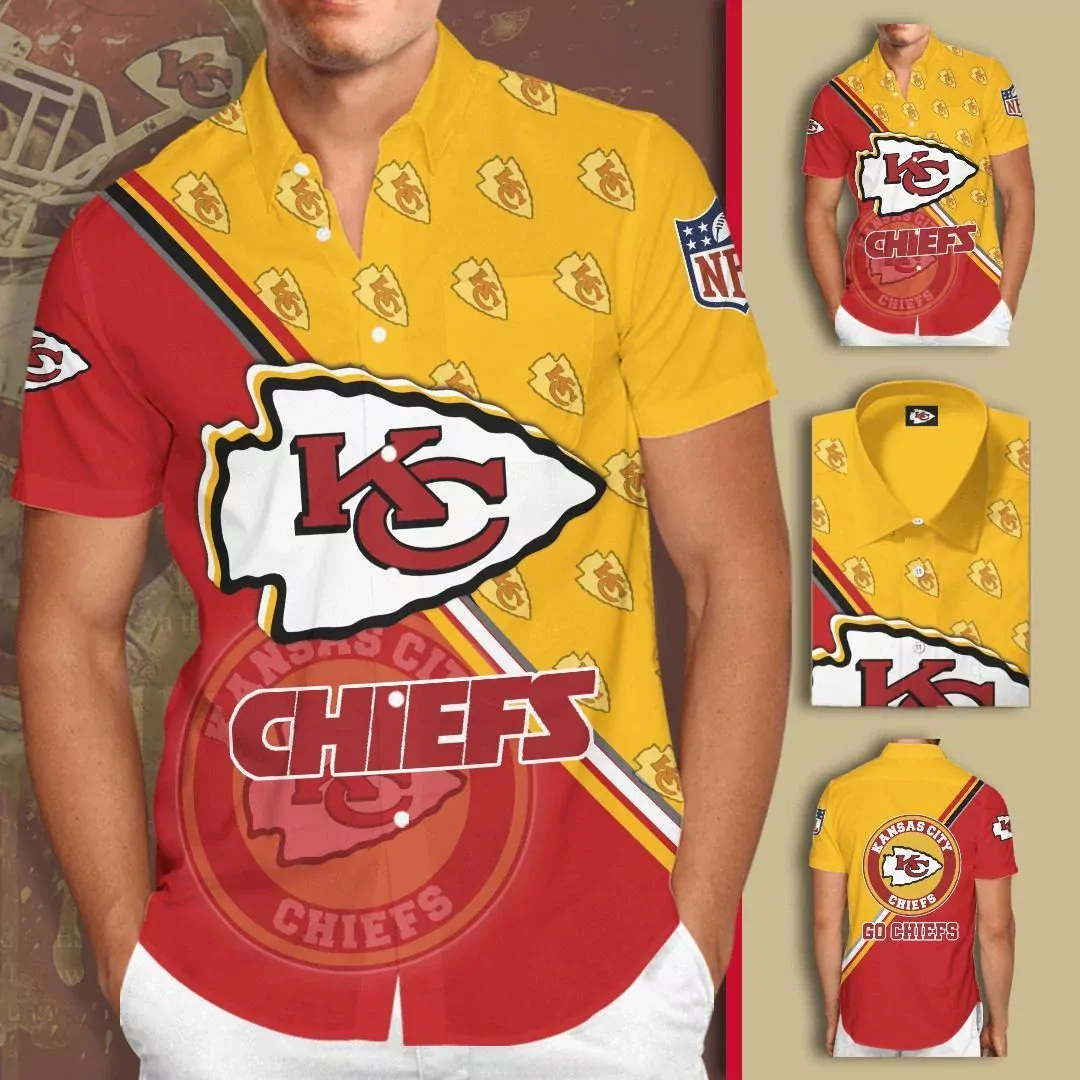 Kansas City Chiefs Sunset Palms Hawaiian 3d hawaiian Shirt