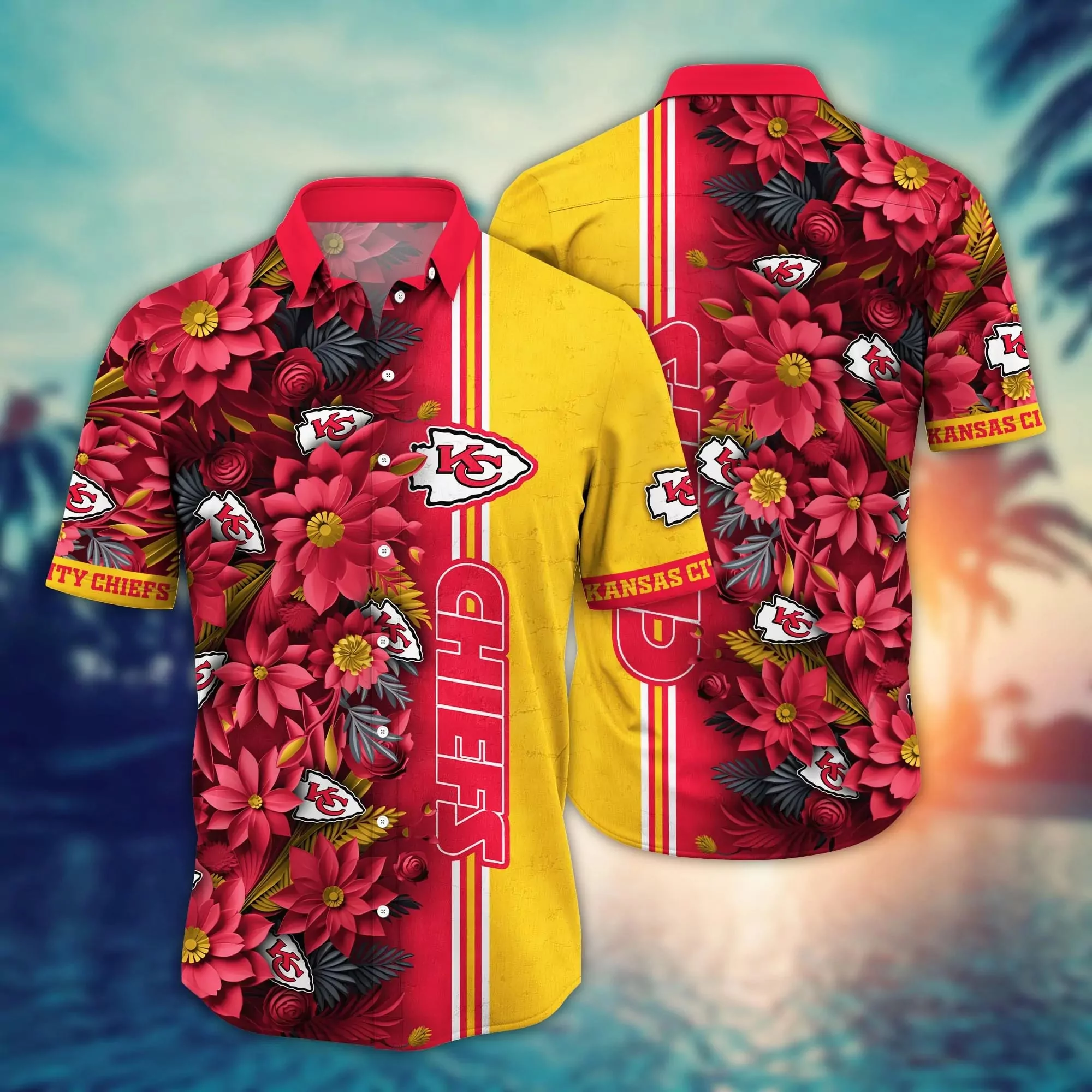 Kansas City Chiefs Sunshine Bloom Hawaiian 3d hawaiian Shirt