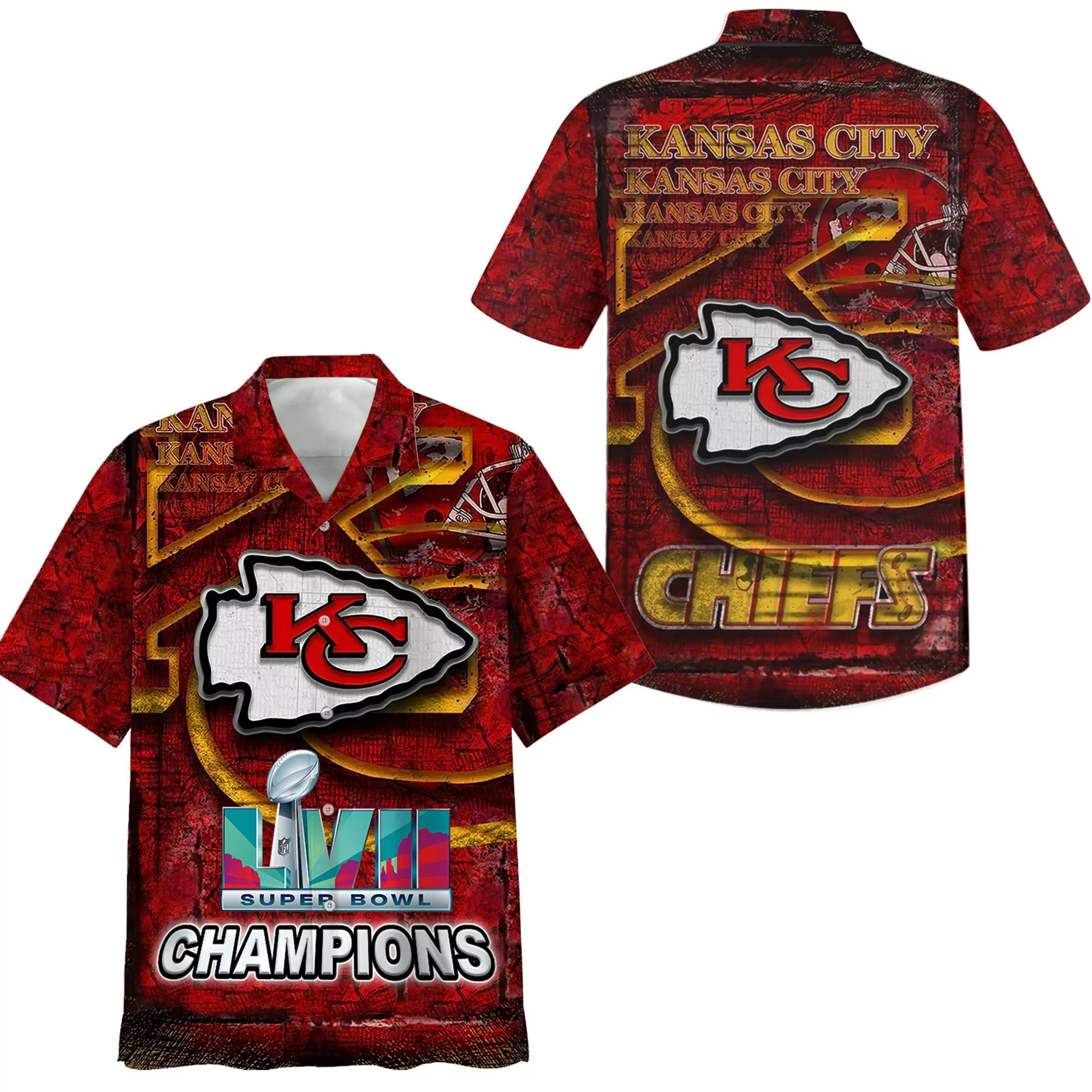 Kansas City Chiefs Super Bowl LVII Champions Hawaiian 3d hawaiian Shirt