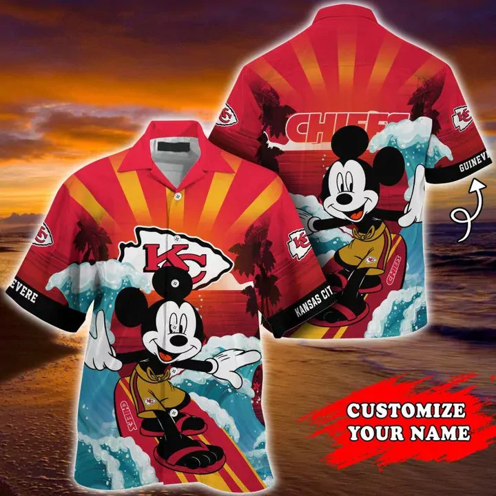 Kansas City Chiefs Surfing Mickey Hawaiian 3d hawaiian Shirt