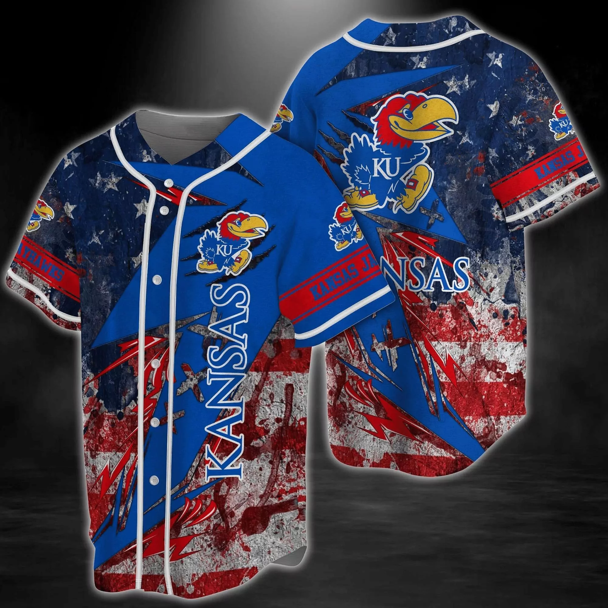 Kansas Jayhawks NCAA Baseball Flower 3d Baseball Shirt
