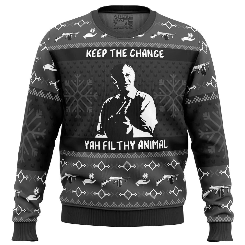 Keep the Change Yah Filthy Animal Home Alone Christmas Holiday 3d ugly sweatshirt