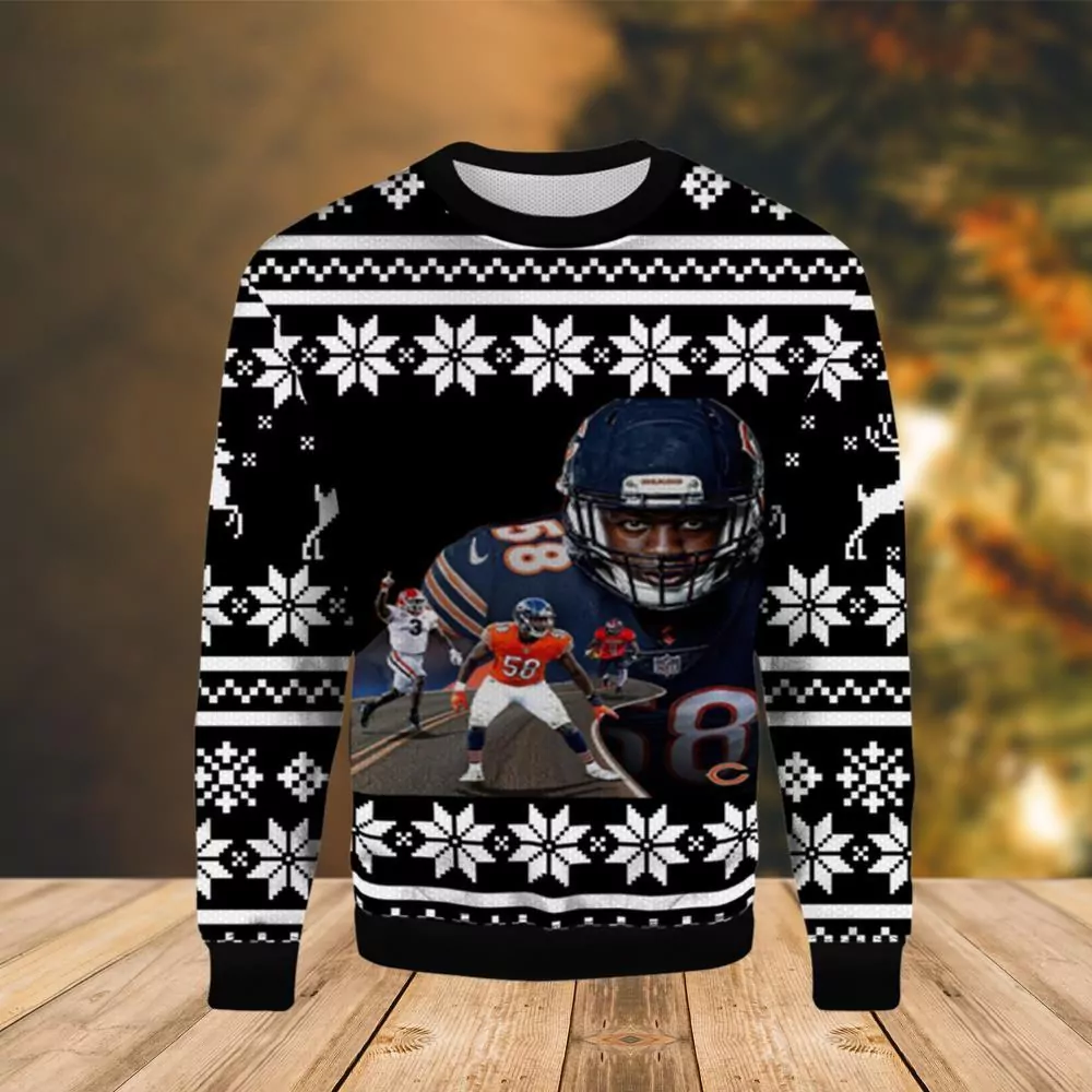 Khalil Mack Chicago Bears Christmas 3d ugly sweatshirt
