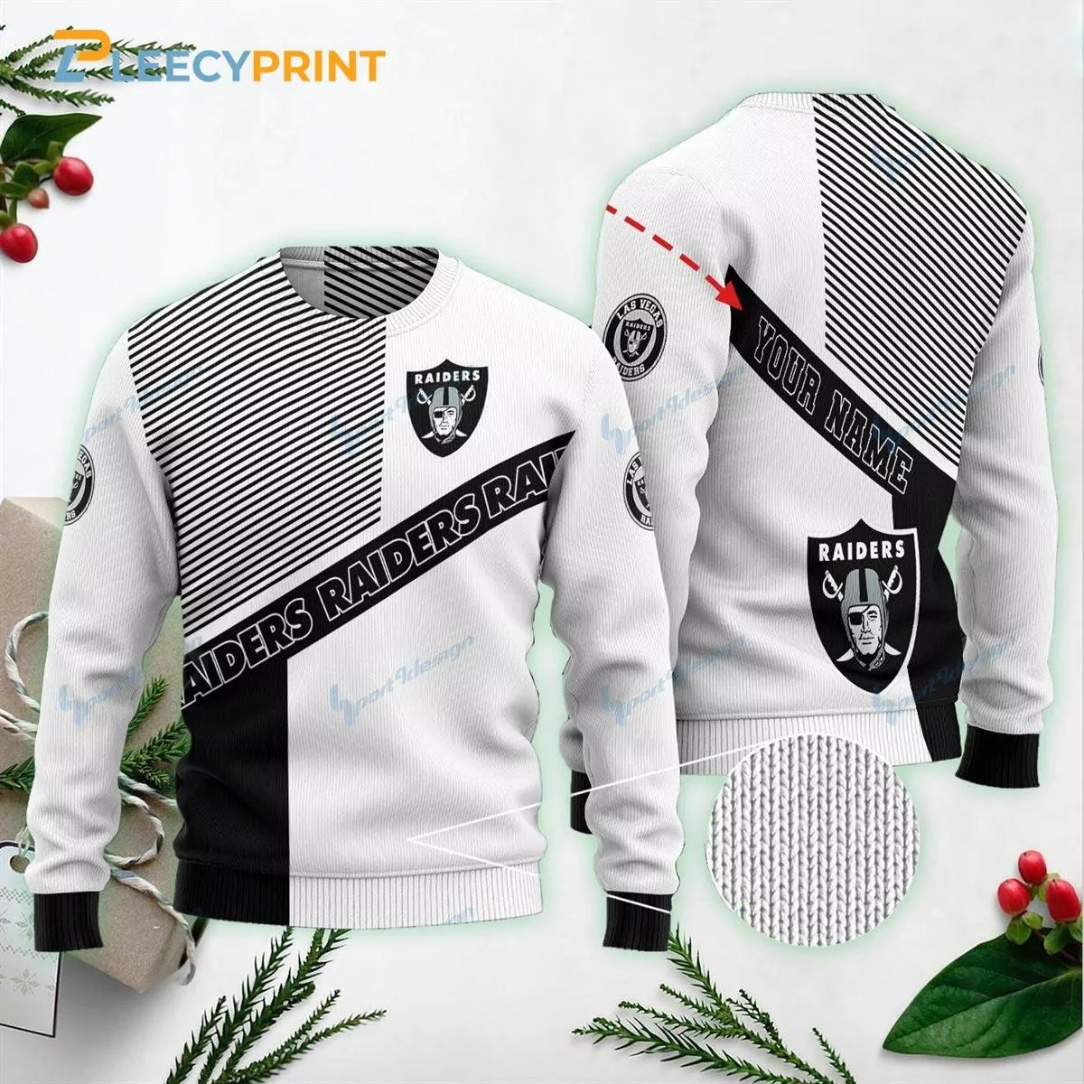 Las Vegas Raiders Logo Football Gloves Christmas 3d ugly sweatshirt