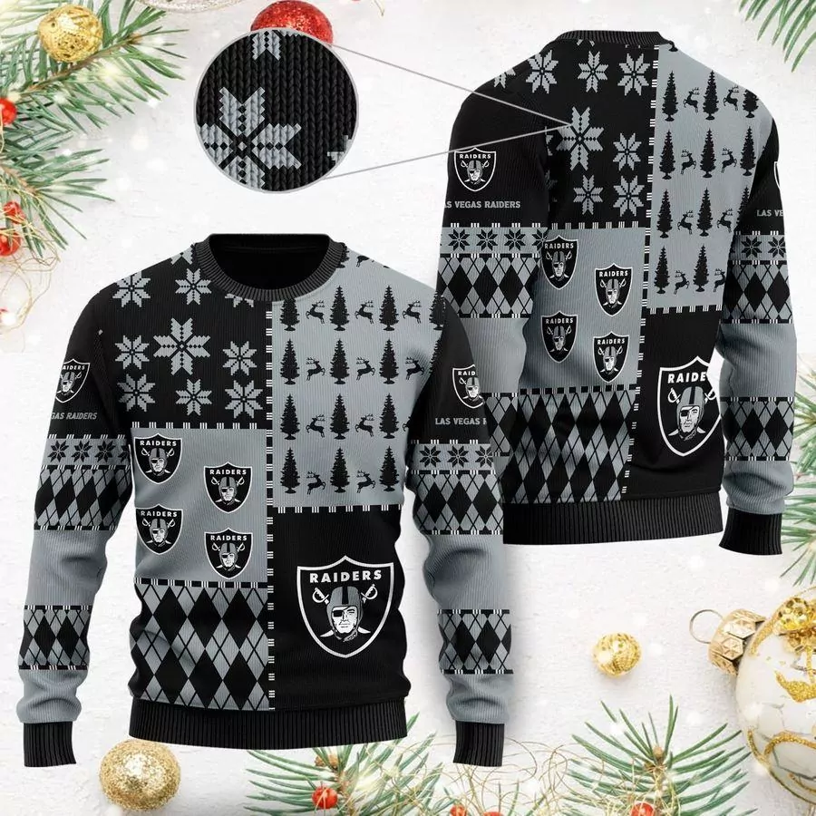 Las Vegas Raiders Logo Football Gloves Christmas 3d ugly sweatshirt