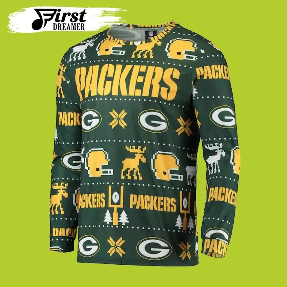 Logo Nfl Custom Green Bay Packers Christmas Awesome 3d ugly sweatshirt