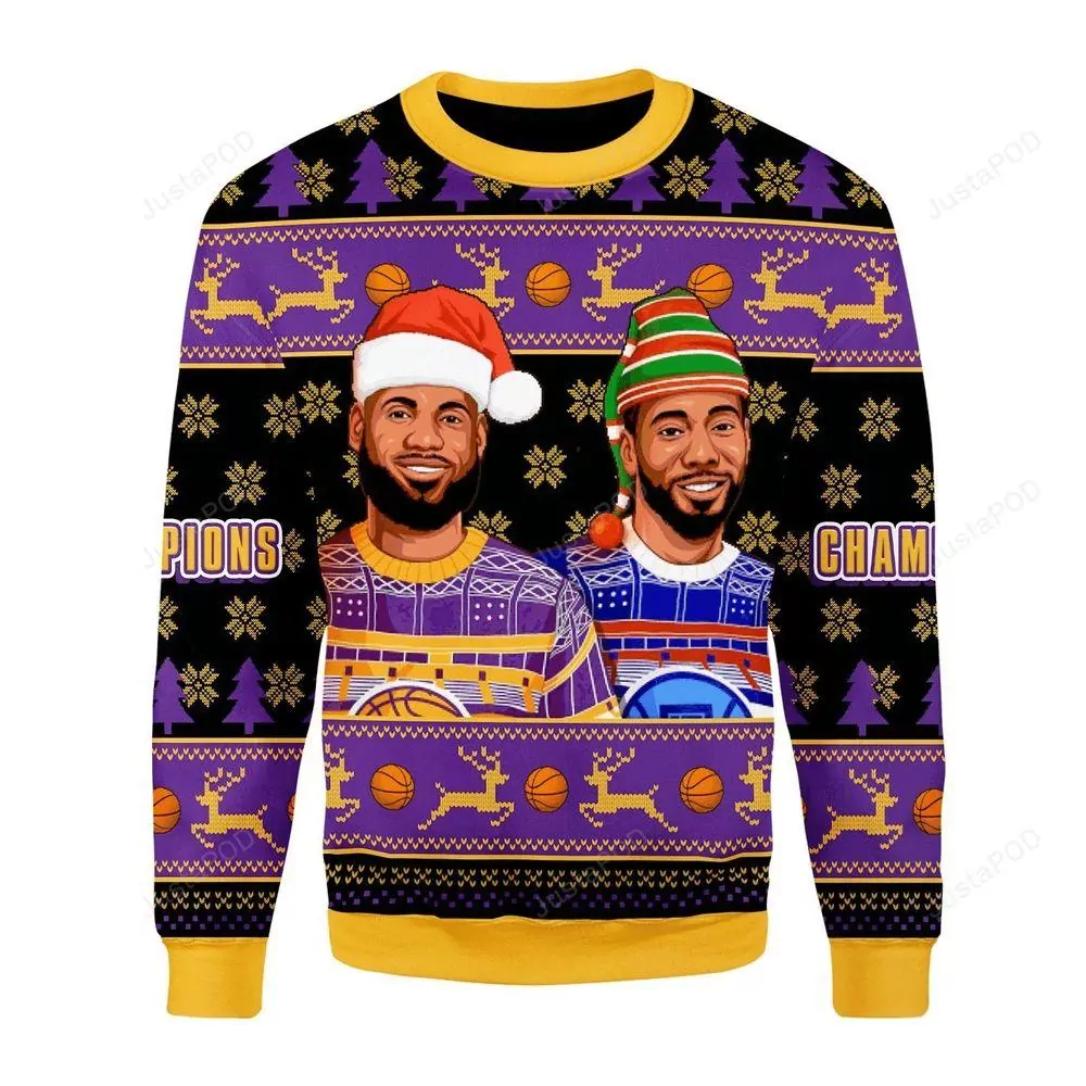 Los Angeles Lakers Lebron James And Kawhi Leonard Basketball Christmas Awesome 3d ugly sweatshirt
