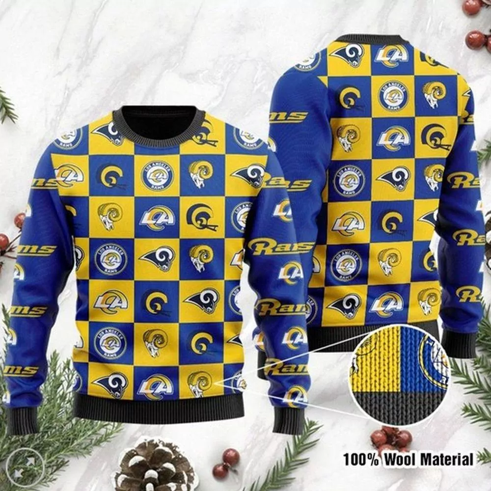 Los Angeles Rams Logo Checkered Flannel Christmas Limited 3d ugly sweatshirt