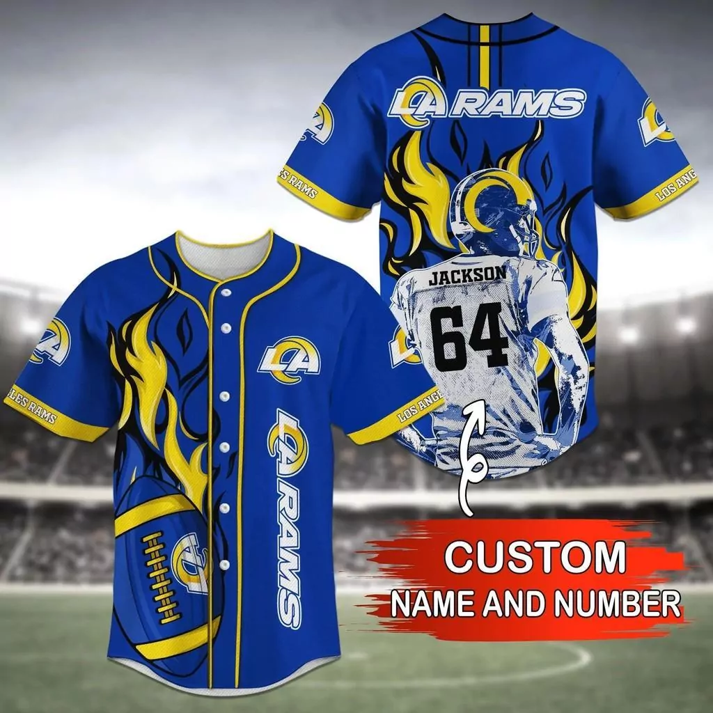 Los Angeles Rams NFL Personalized Custom Name Baseball 3d Baseball Shirt