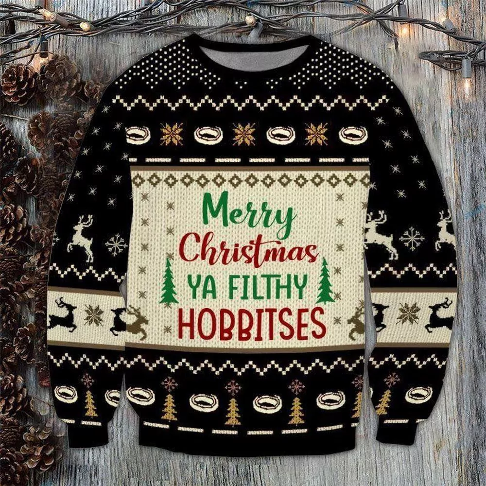 Lotr Merry Christmas Ya Filthy Hobbitses Awesome 3d ugly sweatshirt
