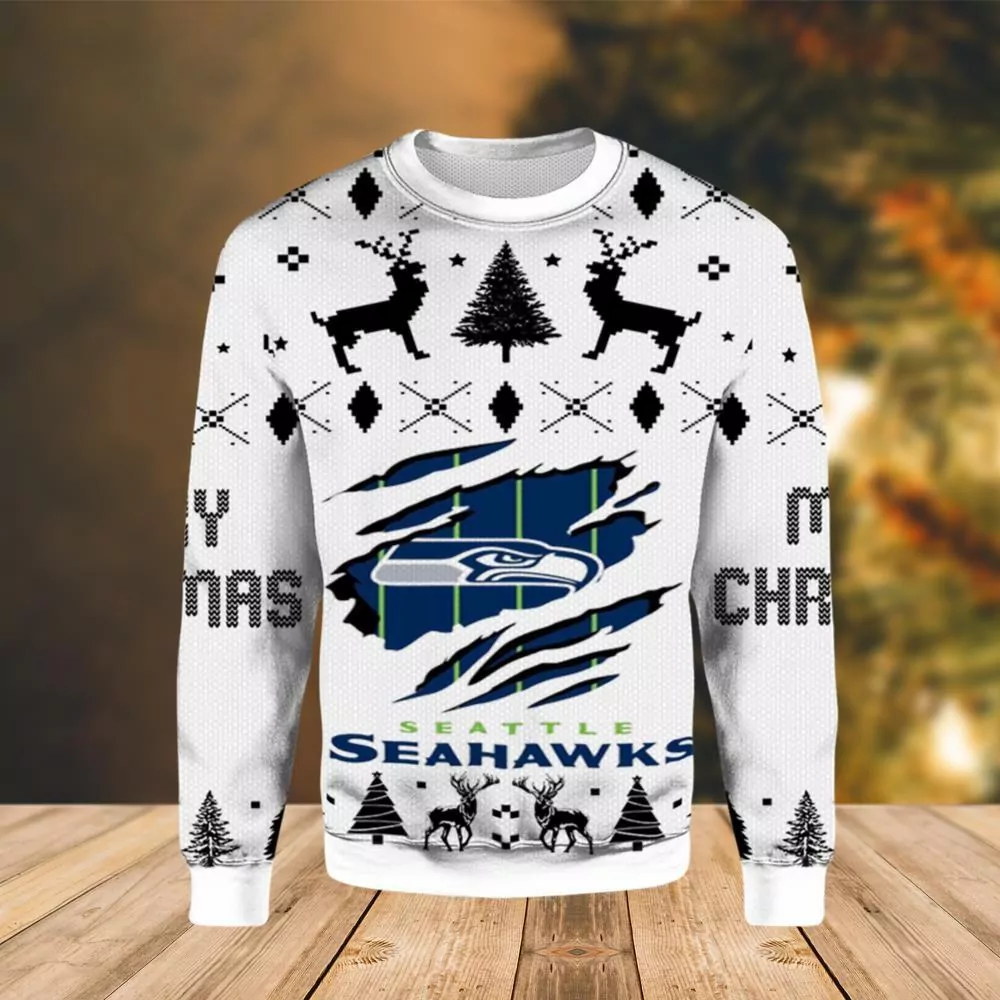 Marshawn Lynch Seattle Seahawks Christmas Awesome 3d ugly sweatshirt