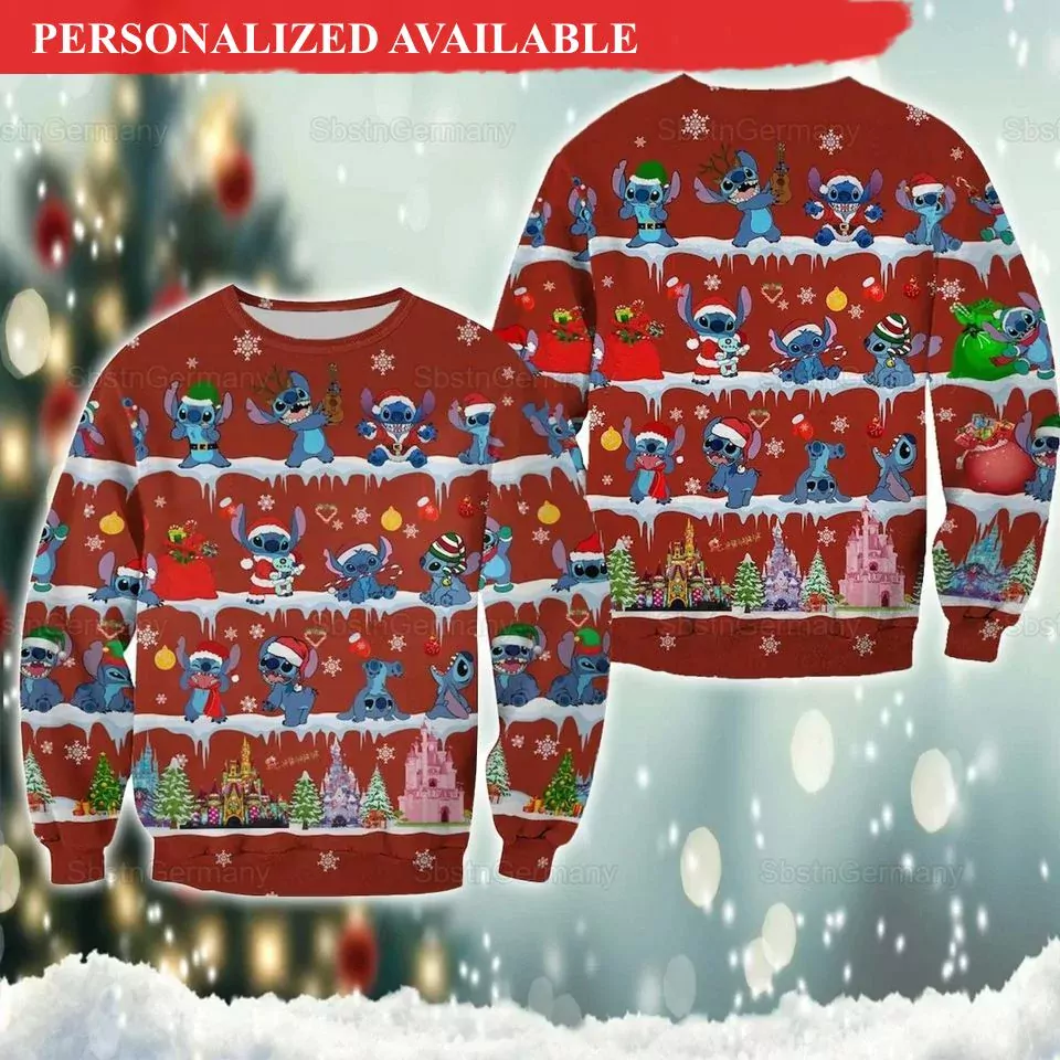 Merry Stitchmas Stitch Party Ideas Christmas Awesome 3d ugly sweatshirt
