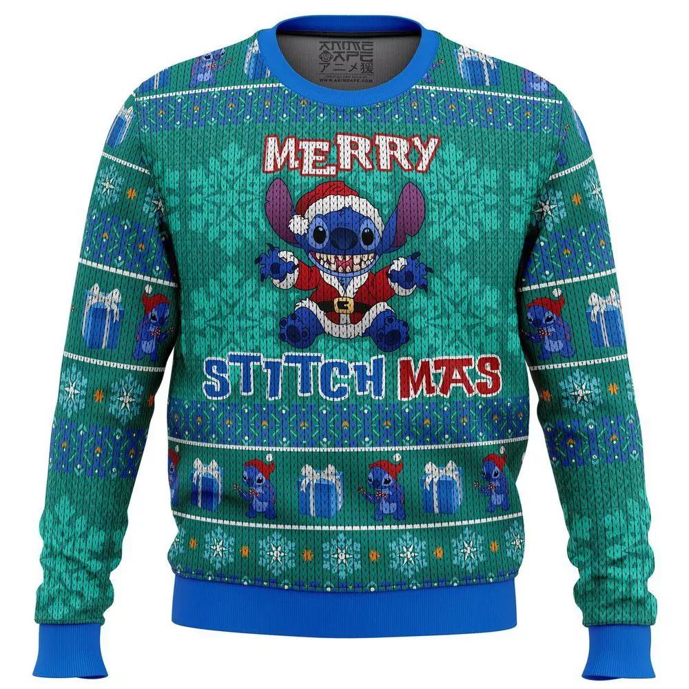 Merry Stitchmas Stitch Party Ideas Christmas Awesome 3d ugly sweatshirt