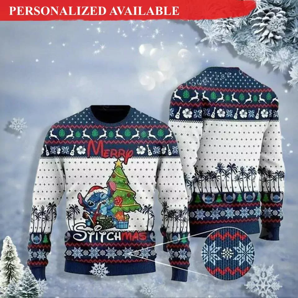 Merry Stitchmas Stitch Party Ideas Christmas Awesome 3d ugly sweatshirt