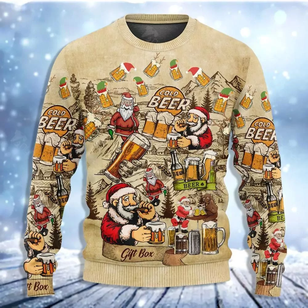 Merry Xmas Love Beer Christmas Awesome 3d ugly sweatshirt