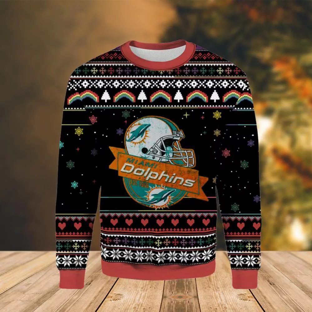 Miami Dolphins 1972 Chirmas 3d ugly sweatshirt
