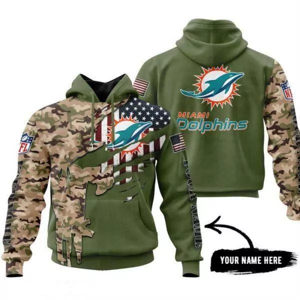 Miami Dolphins Camo Design Personalized Name All Printing 3d