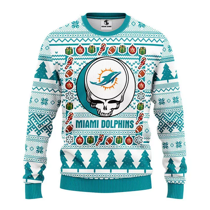 Miami Dolphins Grateful Dead Christmas Fleece 3d ugly sweatshirt