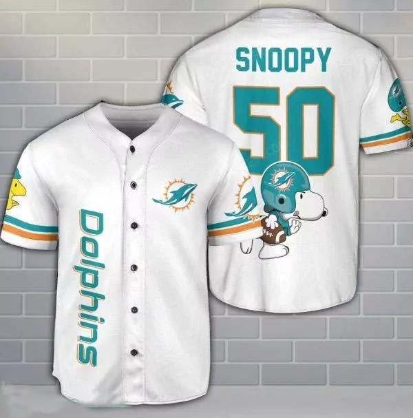 Miami Dolphins Personalized Button Baseball Unisex Brush Pattern 3d Baseball Shirt