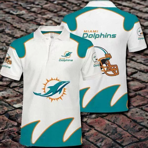 Miami Dolphins Striped Style For Sport Golf Lover 3d polo
