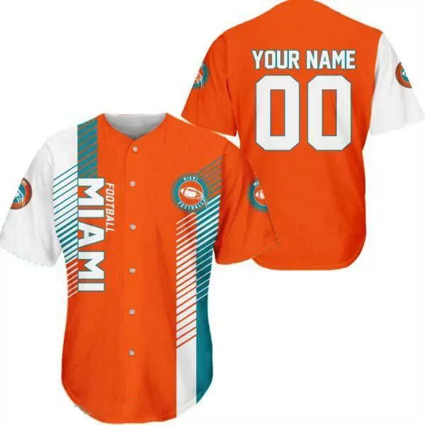 Miami Dolphins Team Baseball Lover Gift Custom Name Number Baseball 3d Baseball Shirt