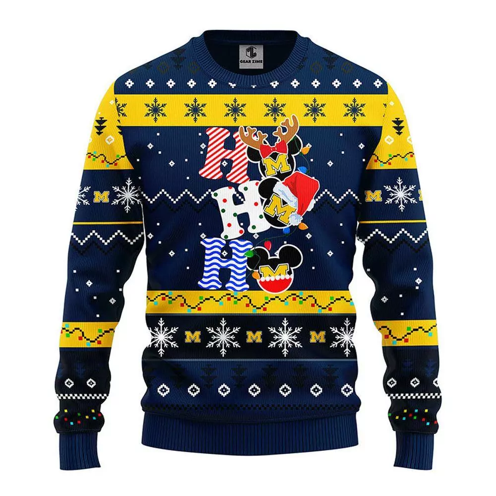 Michigan Wolverines Hohoho Mickey Party Ideas Christmas Awesome 3d ugly sweatshirt