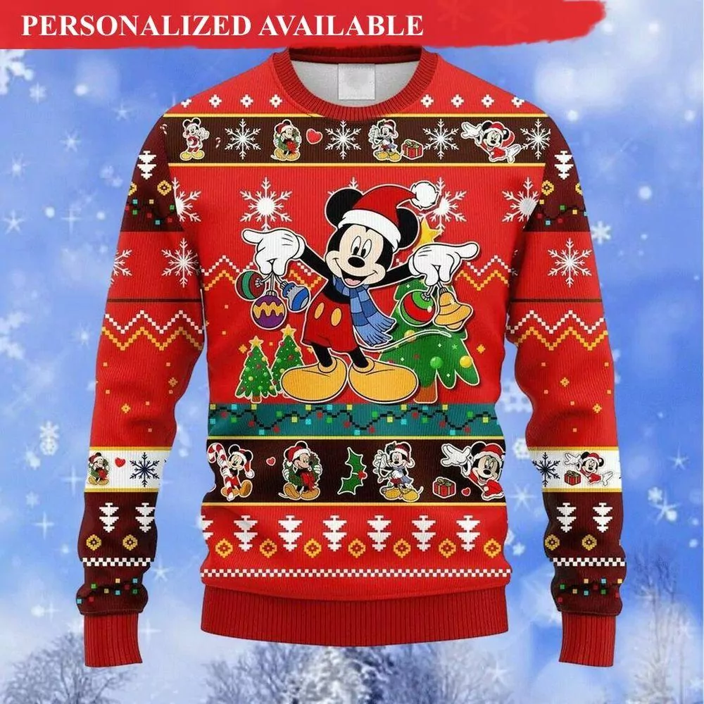 Mickey And Minnie Mouse Santa Custom Christmas 3d ugly sweatshirt