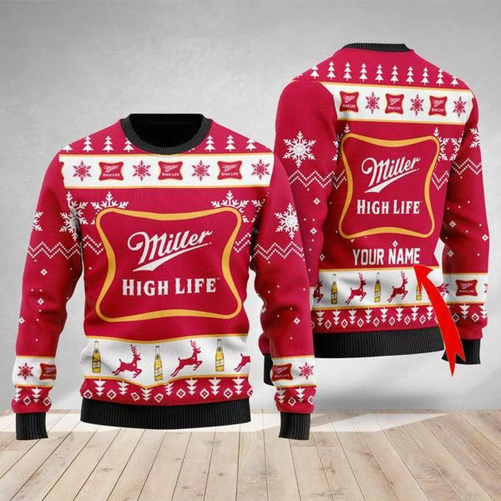 Miller High Life Personalized Christmas Jumpers Awesome 3d ugly sweatshirt